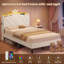 Velvet Princess Bed with Storage Headboard, LED Lights & Charging Station, Upholstered Bed Frame with Crystal Button & Crown, No Mattress Included-1470480567-1482258014