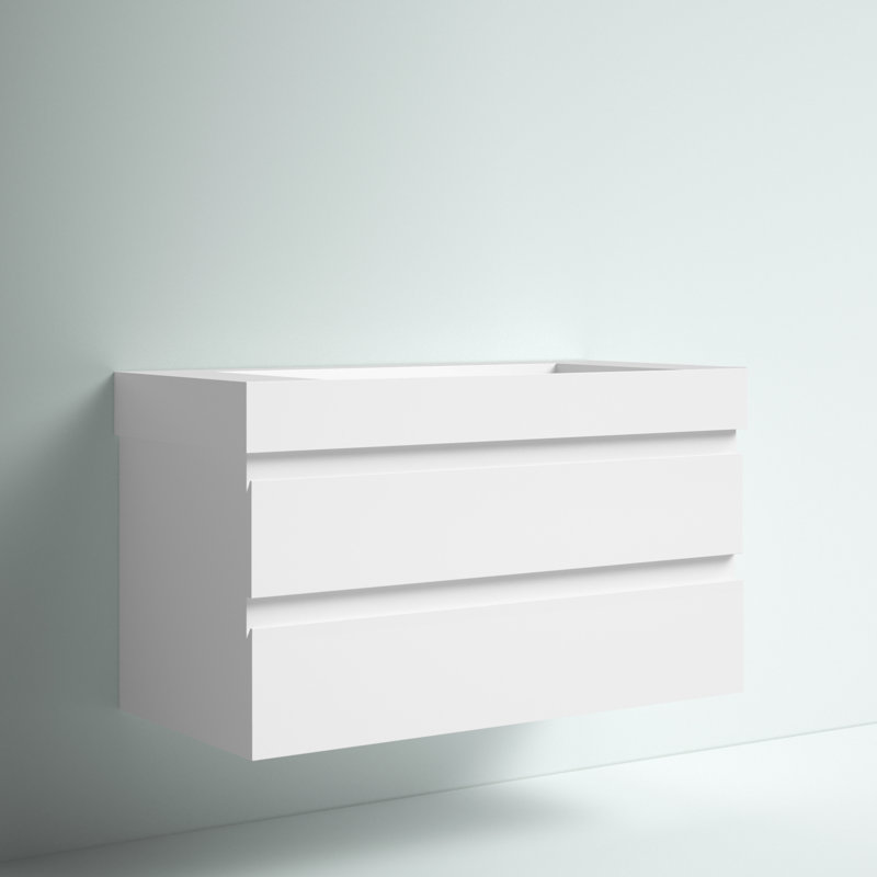 Babajide 42'' Single Bathroom Vanity with Acrylic Top, High Gloss White