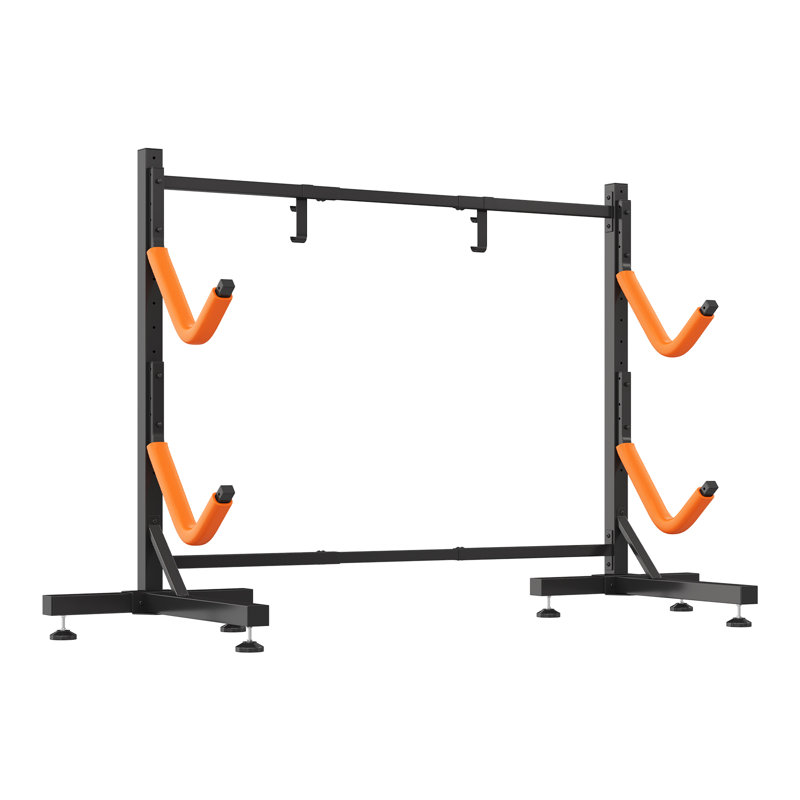  Support de rangement autoportant pour 2 kayaks Leeara, support à largeur réglable avec base en T stable, manchons tubulaires en EVA, pour le garage intérieur et extérieur