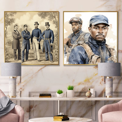 Ensemble de 2 reproductions rétro sur toile de style militaire