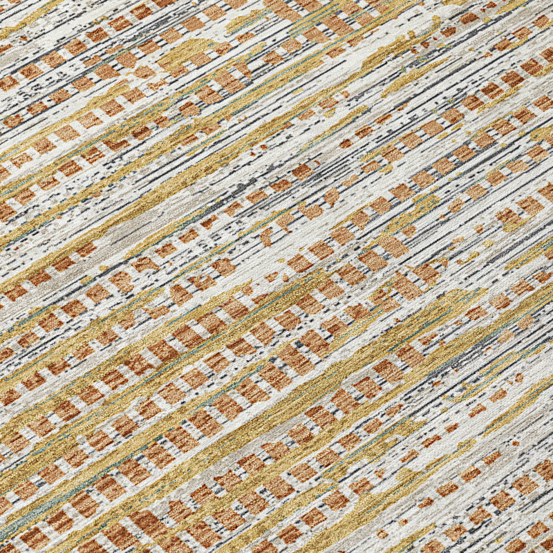 Tapis abstrait intérieur / extérieur lavable à la machine Chantille ACN2642, Cuivre, 3 pi x 5 pi