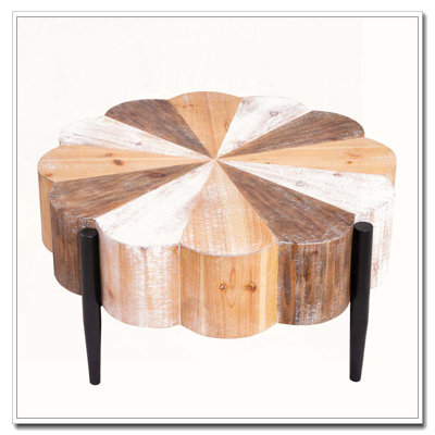 31.7"  Manufactured Wood Flower - Shaped Coffee Table with Metal Legs