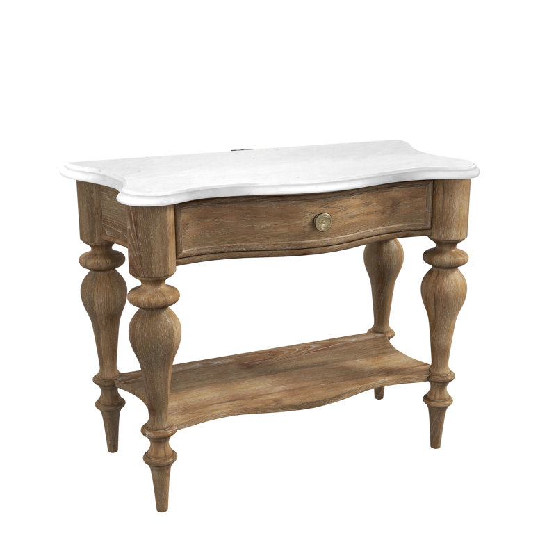 Weston Hills 1 - Drawer Solid Wood Nightstand w/ Stone Top in Natural