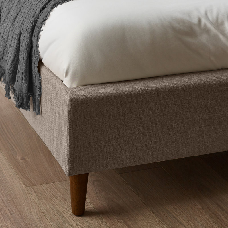 Halla Luxury Fabric Upholstered Bed Frame - Eco Recycled Material, Sleek Modern Design, Taupe, Double (4'6)