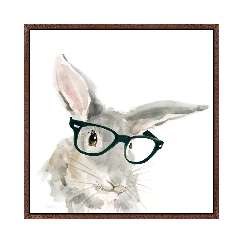 Rabbit by Carol Robinson - Painting on Canvas, 66.04 cm H x 66.04 cm W, Classic Brown Wood Framed Canvas