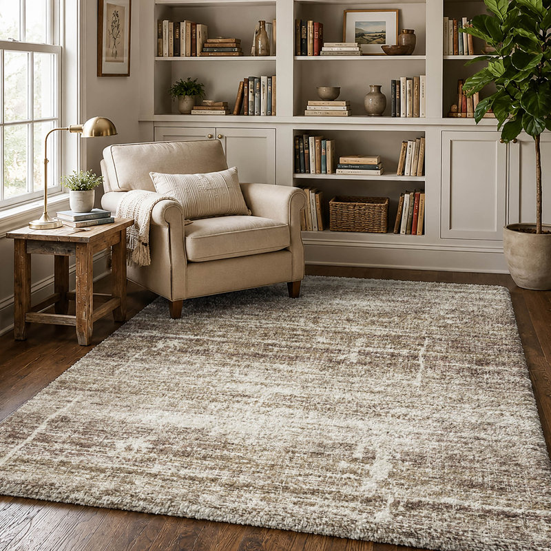 Tapis moderne Dream Shag ADS747, lavable à la machine de qualité supérieure, Brown, 8' x 10'
