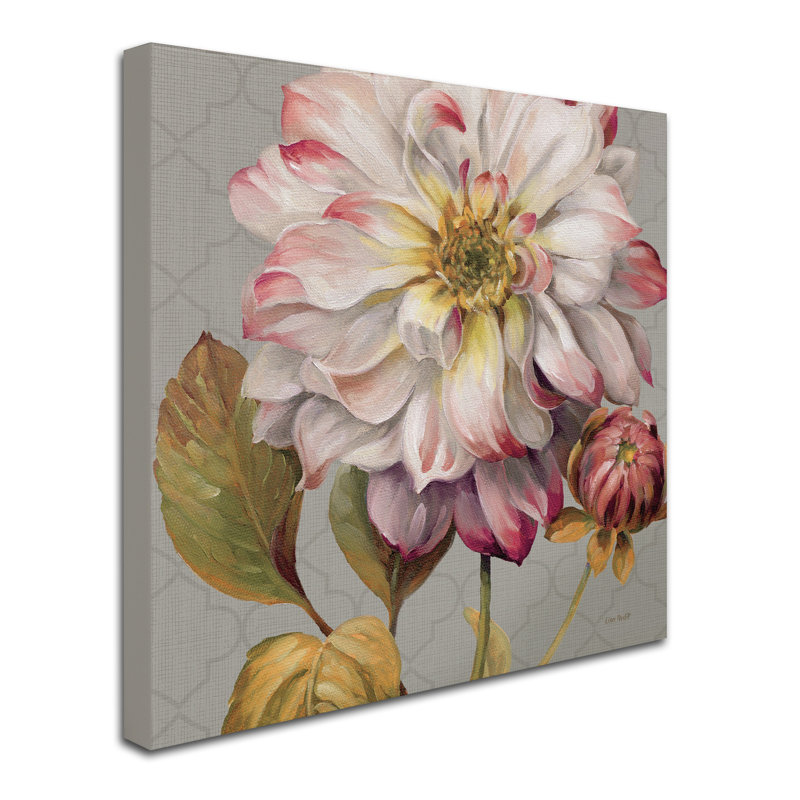 24" Square Pink and Gray Floral Canvas Art