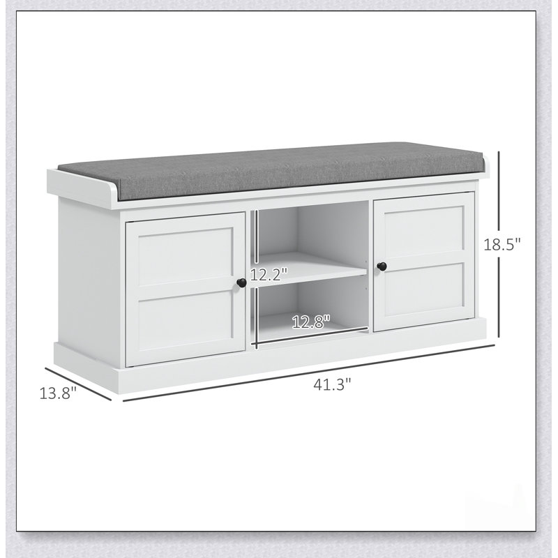 Banc d'entrée avec dessus rembourré et rangement pour chaussures, parfait pour la vie organisée et confortable