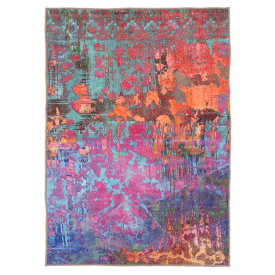Tenicka Abstract Cotton Machine Tufted Area Rug