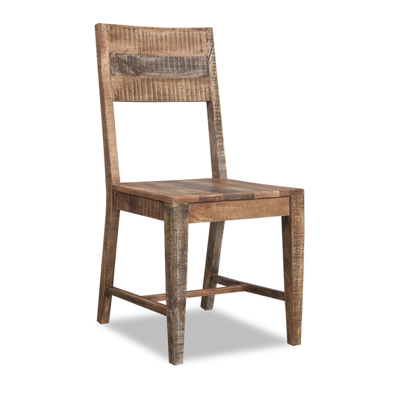 Chaise d’appoint à dossier en échelle en bois massif Geren brun clair