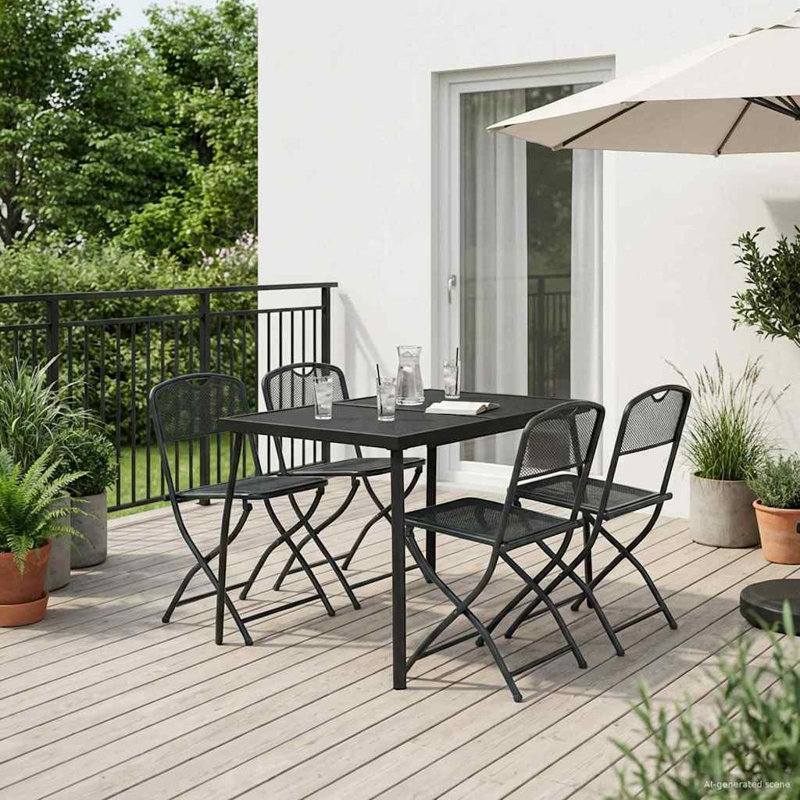 4 - Person Patio Dining Set with Rectangular Table, 72cm H x 110cm W x 80cm D