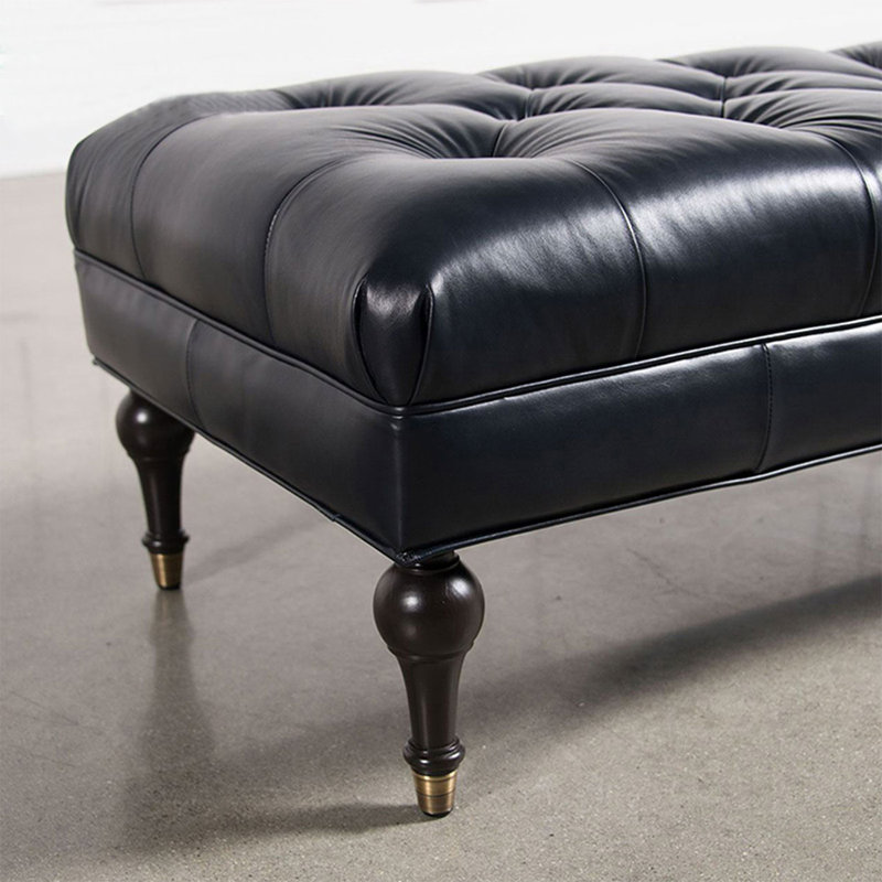 Banc rembourré noir, H 16,54 po x l 39,37 po x P 17,72 po