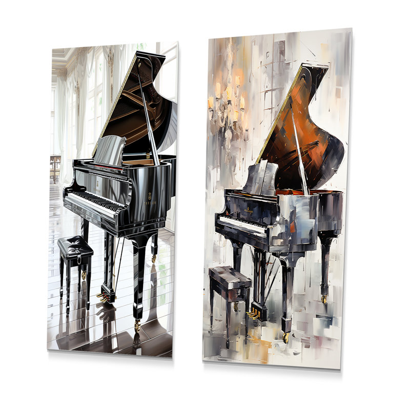 Midnight Black Piano Tranquility I - ensemble de 3 impressions de musique en métal, H 28 po x l 24 po