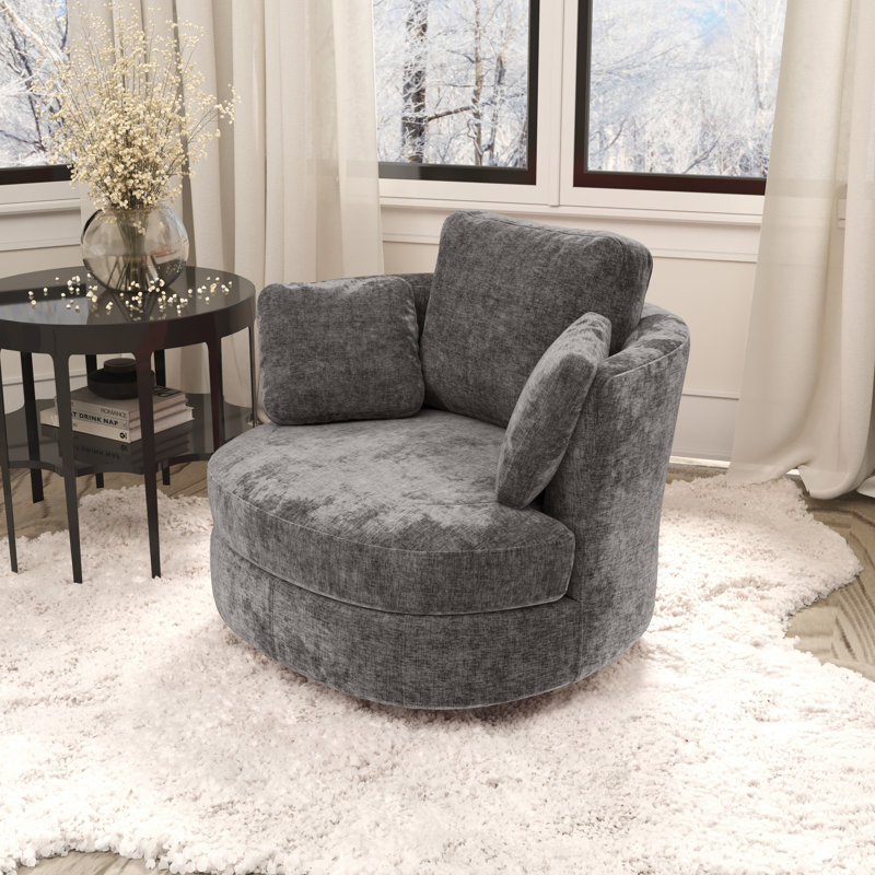 Fauteuil pivotant en tonneau 40,35 po Cheniile, Gris