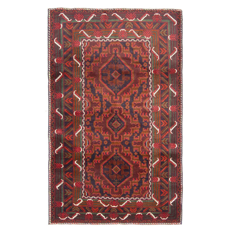 Tapis brun Teimani 3 pi 10 po x 6 pi 4 po