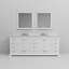 Meuble-lavabo double blanc l 84 po x P 22 po, comptoir en quartz blanc, ensemble de robinet et miroirs 34 po-130989380