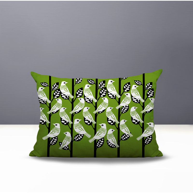 Oreiller rectangulaire réversible intérieur / extérieur Keaton Bird, Chartreuse, Rectangle H 14 po x l 20 po