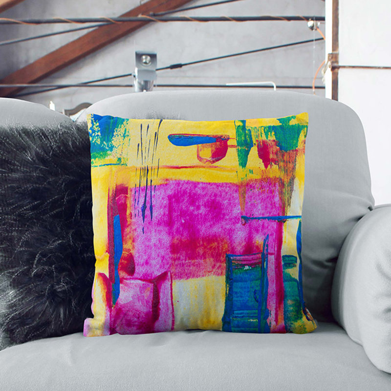 Abstract Square Throw Cushion, 55 x 55 cm, Stone