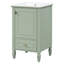 [Vidéo] Meuble-lavabo de 20 po avec lavabo en céramique, pieds en bois massif, meuble-lavabo autoportant avec armoire de rangement, tiroirs et portes à fermeture en douceur, support de rangement, vert-1293770926