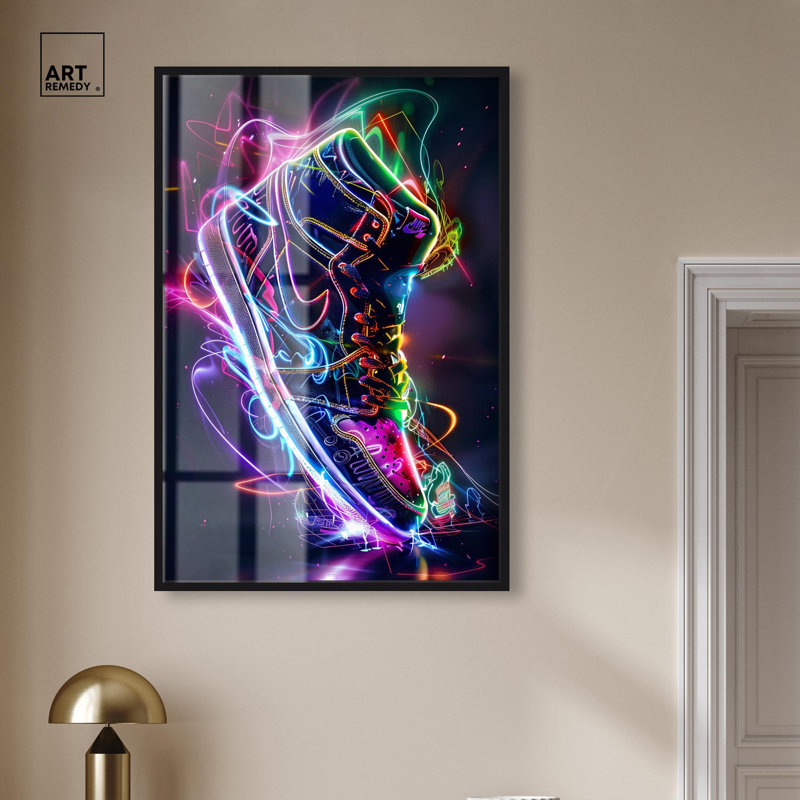 Décoration murale Sneaker Bright Lights Sneaker, H 46 po x l 31 po, Noir