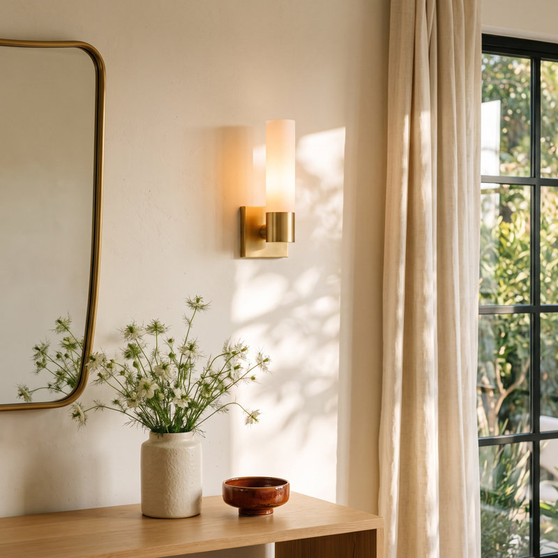Fulton Steel Armed Sconce, Satin Brass