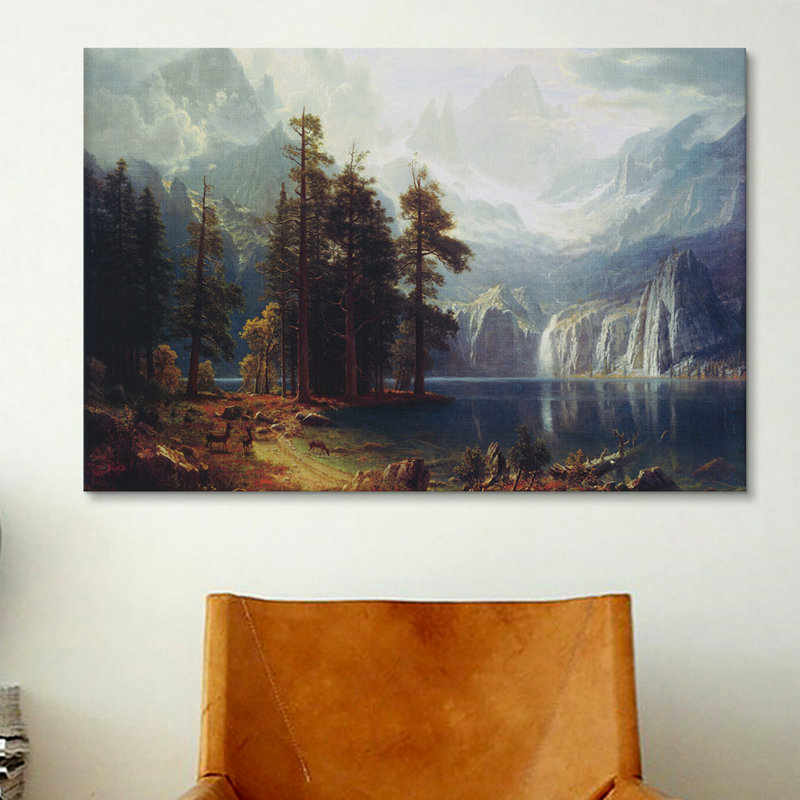 "sierra nevada" par albert bierstadt,, reproduction d’art sur toile, H 40 po x l 60 po x P 1,5 po, Pas de tapis, Toile tendue
