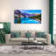 Tableau sur toile représentant un paysage de lac et de montagnes – Impression giclée encadrée, prête à être accrochée