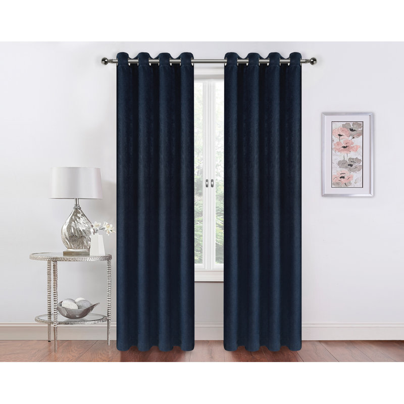 Paire de rideaux semi-transparents avec œillets Hotel, Bleu marine