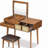 43.3" Classic Wood Makeup Vanity Set with Flip-top Mirror and Stool,Dressing Table with Three Drawers and Storage Space