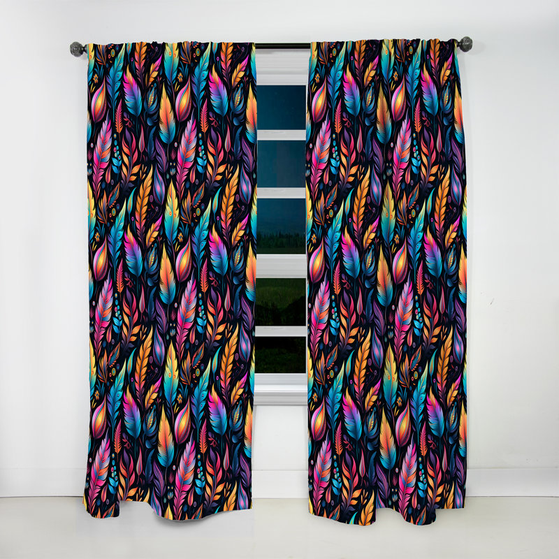 Motif tribal Frivolity Boho I - Rideau Boho - Rideau abstrait obscurcissant - 1 panneau, L 52 po x L 63 po