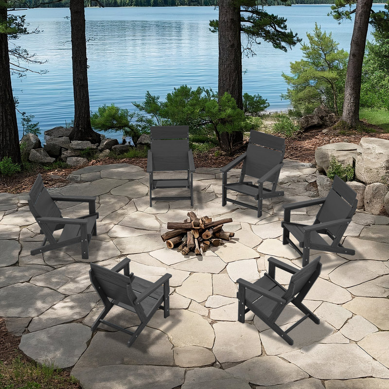 Ensemble de 6 chaises Adirondack Hdpe, Gris