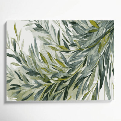 "Botanical Olive Branches", art mural sur toile brune