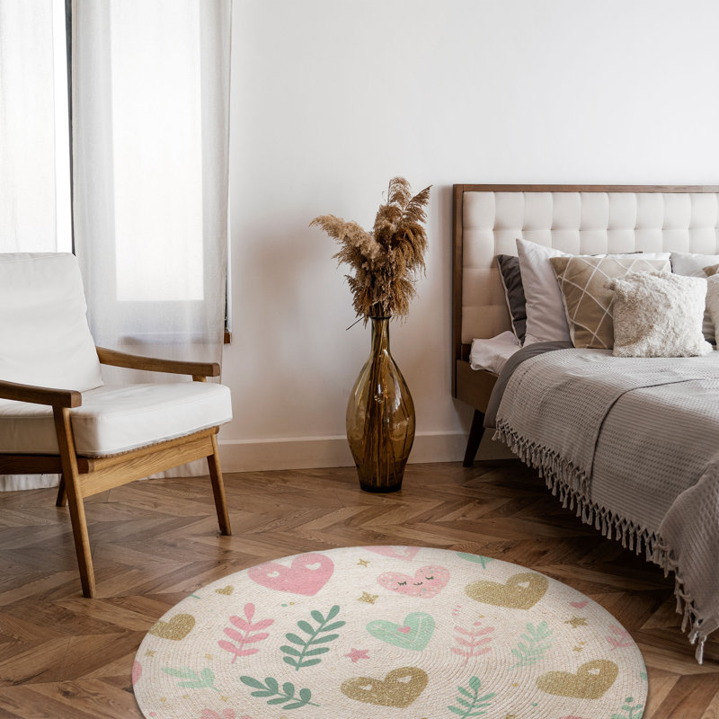 Tapis tressé Adorable Love, Rond 5 pi