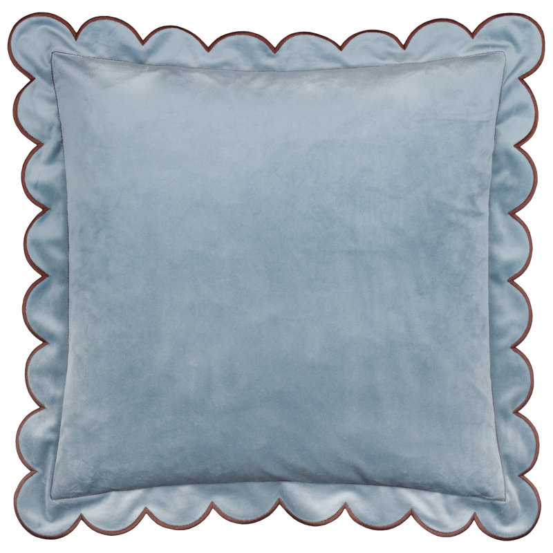 Lil Scallop Square Cushion, Polyester, Blue/Brown