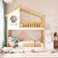 Lit superposé simple au-dessus de simple, lit maison, rangement et barrière de sécurité, lit naturel et escalier blanc Stairway