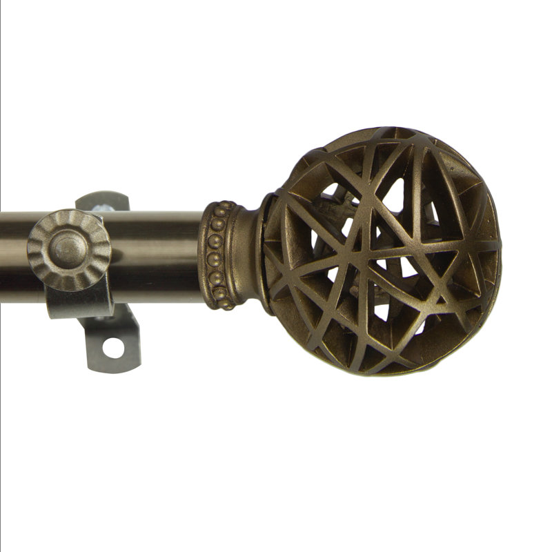 Tringle à rideaux simple à 5 côtés Jalissa, Laiton antique, 28 à 48 po (de chaque côté)