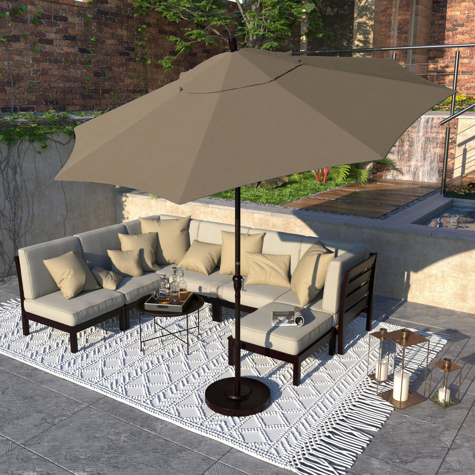 Camry 9' Sunbrella® Market Umbrella, Sunbrella Shade Taupe Sunbrella®