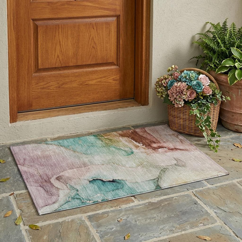 Tapis extérieur lavable antidérapant 2 pi x 3 pi bleu sarcelle
