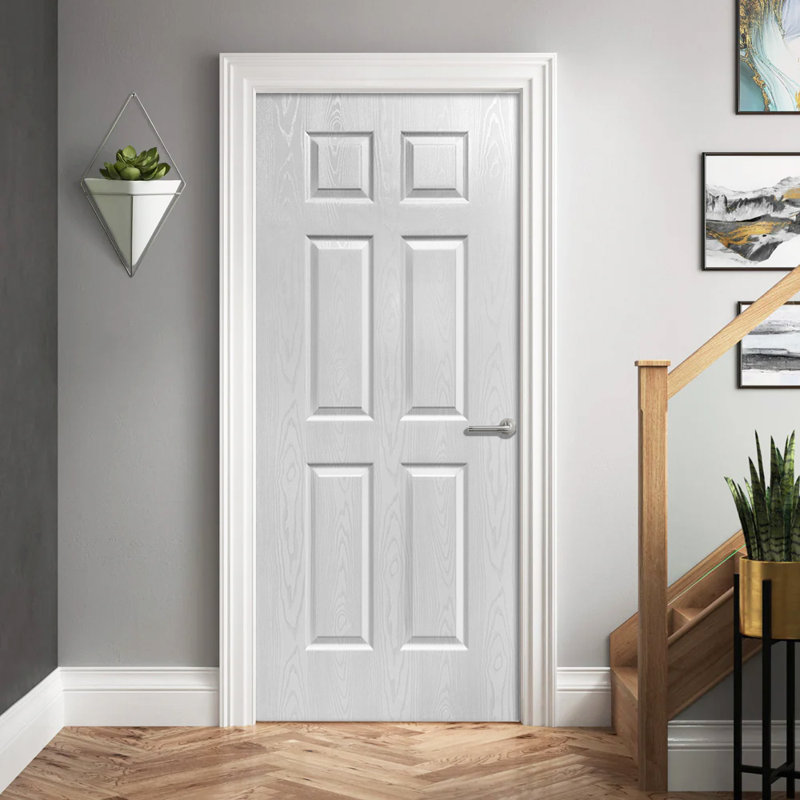 Dalle de porte intérieure en PVC 6 panneaux, 30 po x 80 po, Blanc