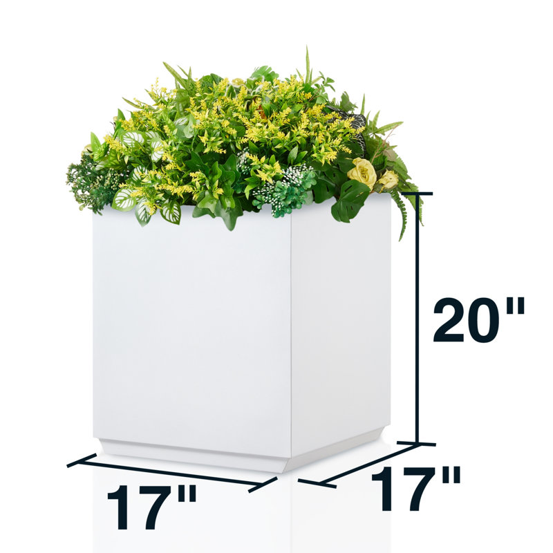 Metal Planter Box, White, 20" H x 17" W x 17" D