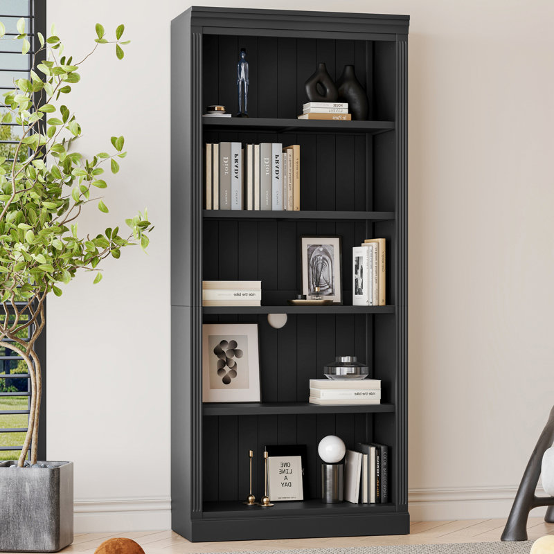 Bibliothèque de 83,4 po de hauteur avec bande lumineuse, Black