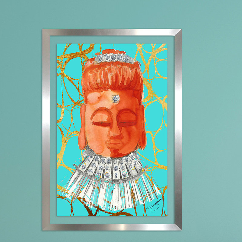 " Namasta Here " by BY Jodi, 39.5" H x 27.5" W x 0.75" D, Silver Framed Acrylic