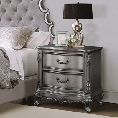 Table de chevet 2 tiroirs Antique Platinum