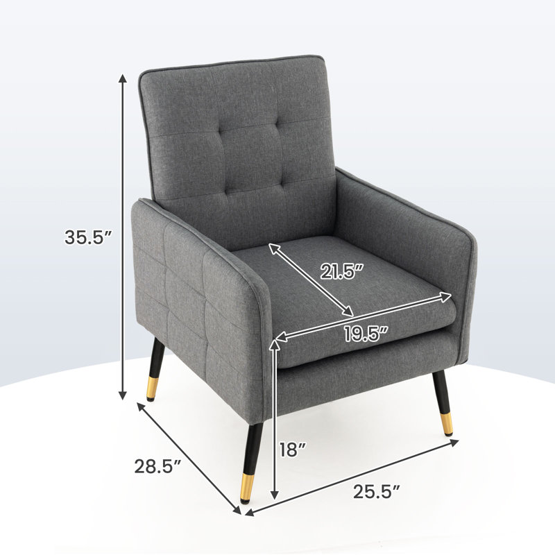 Shanga Upholstered Armchair, Gray Linen Fabric