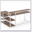 Bureau de bureau en L de 55 pouces avec élévateur de moniteur, tiroirs et tablettes de rangement, bureau d'ordinateur de coin pour les petits espaces, table d'écriture de style maison de campagne