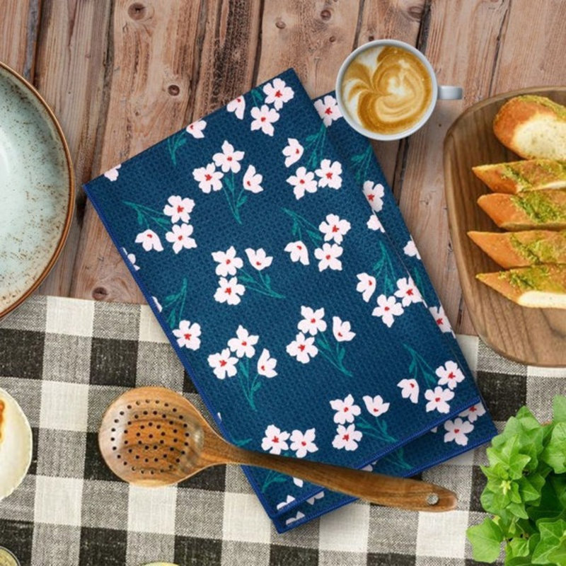 Serviettes imprimées en microfibre GRS - 18 x 30 po, Motif floral