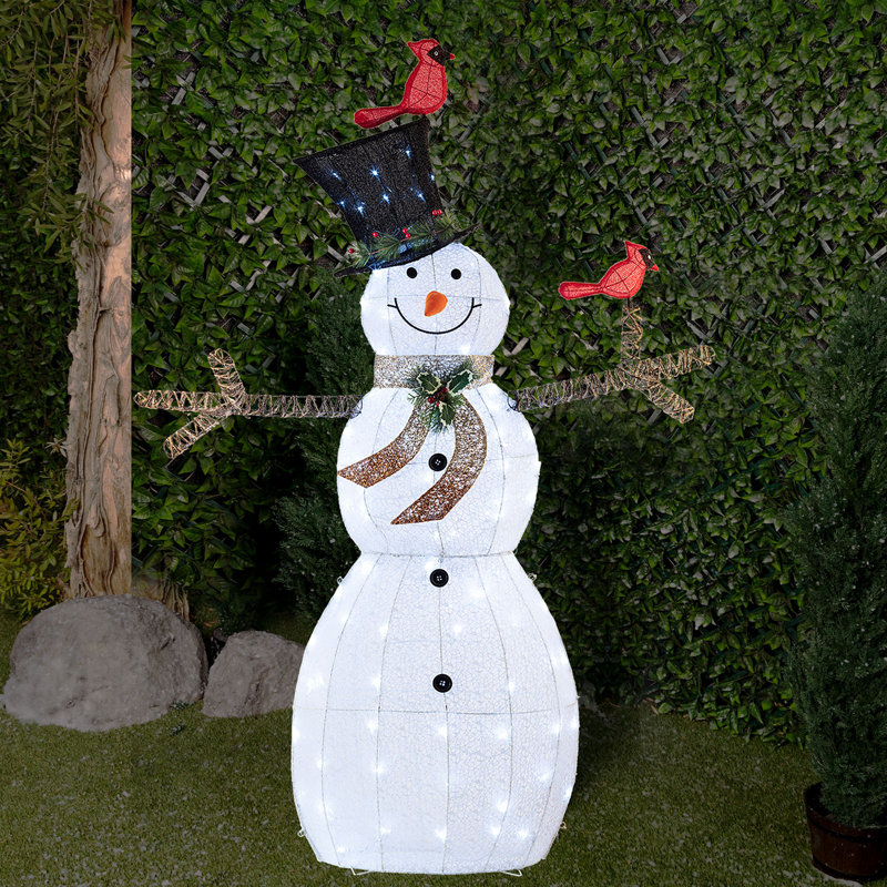 Décoration de Noël extérieure en forme de bonhomme de neige avec lumières DEL, H 74 po x l 14 po x P 50 po