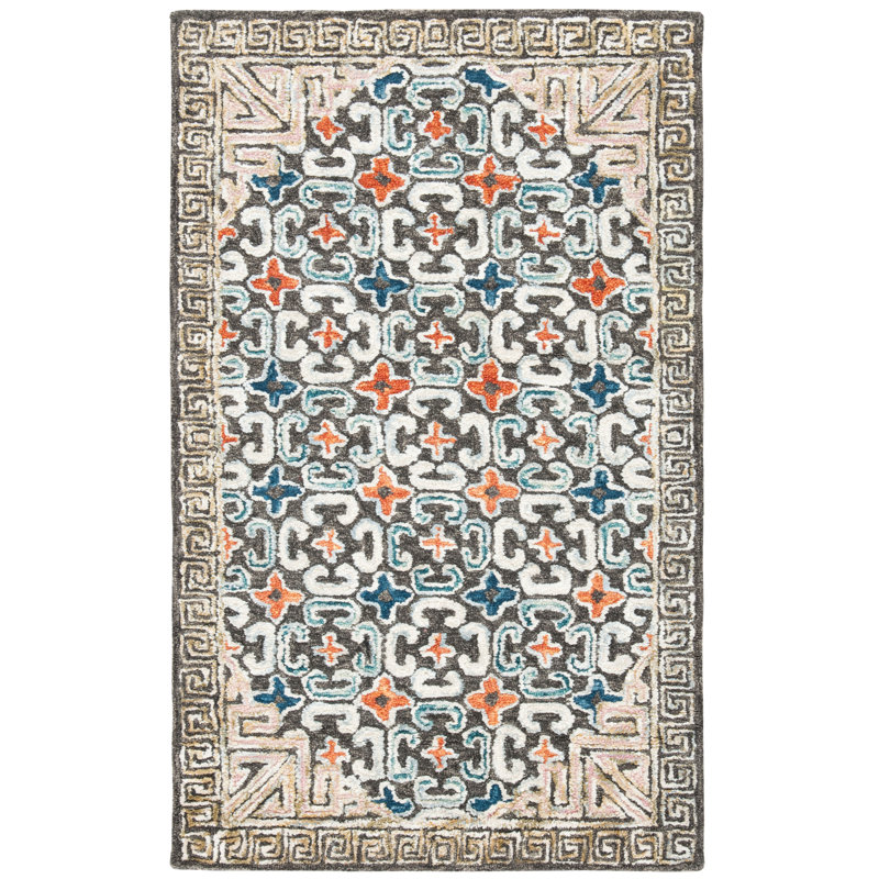 Tapis taupe noué à la main Vahakn, Rectangle 4 pi x 6 pi