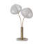 Lampe de table 2 lumières Bloom - laiton patiné, base en marbre blanc, abat-jour en satin blanc