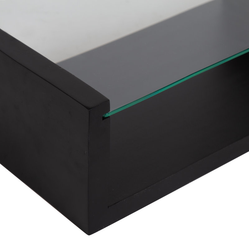 Tablette flottante en bois massif 2 pièces, Noir